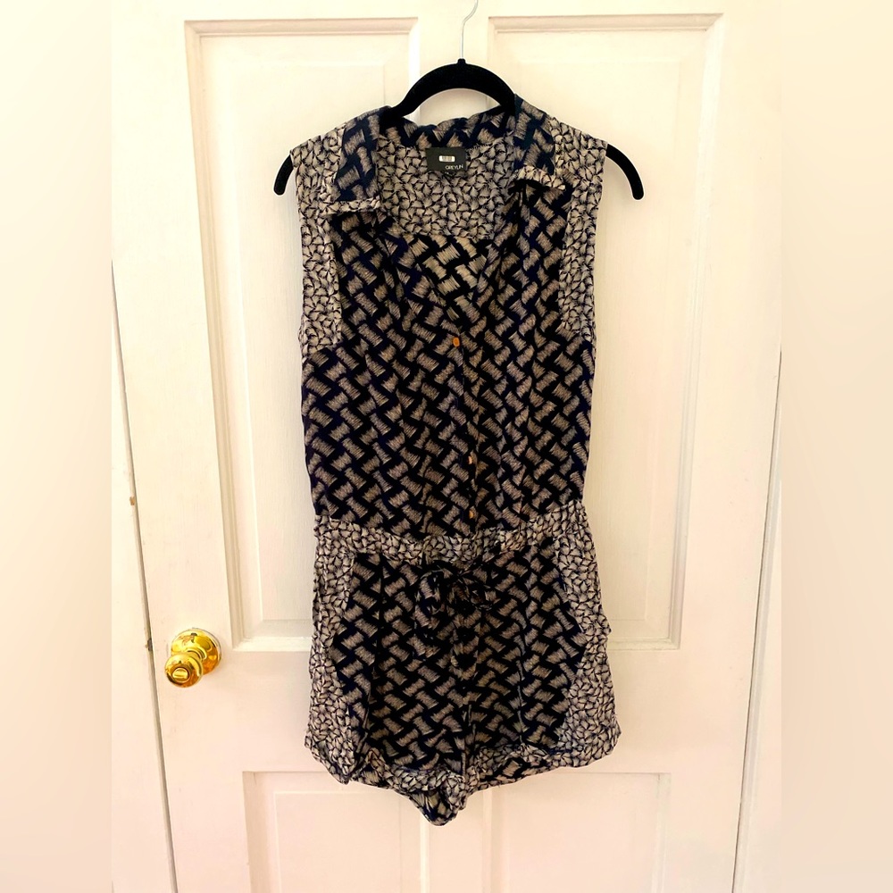 Greylin Belted Romper with Back Cut-Out